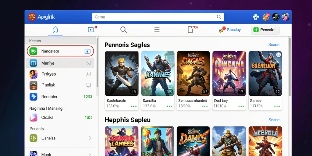Berbagai jenis permainan yang dapat dipilih oleh pemain.